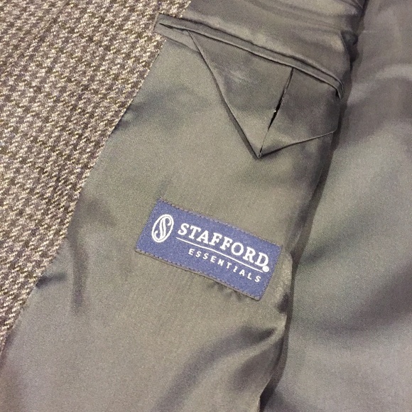 Stafford Sports Coat Blue-Gray Houndstooth 44L - Picture 4 of 5